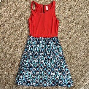 Stylish Red and Blue sleeveless Dress